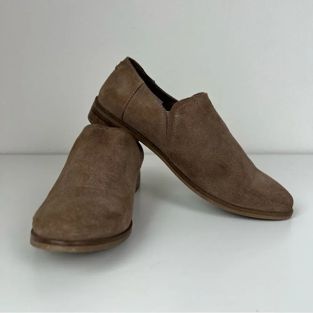 TOMS‎ Suede Loafers Womens 7.5 Brown Slip On Flats Comfort Casual Minimalist